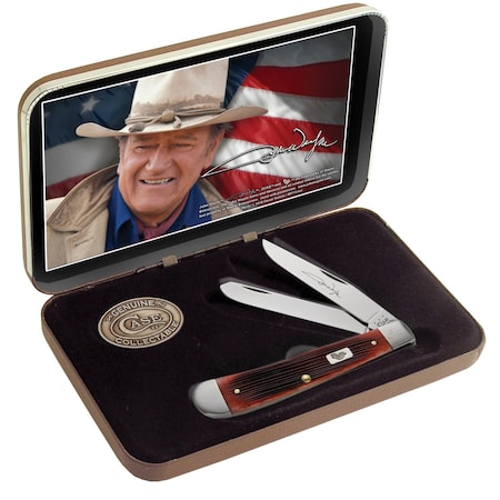 Case Cutlery 2023 Case John Wayne Gift Set Barnboard Jig Dark Red Bone Trapper 6254 Ss Jewel Box CAS-07444
